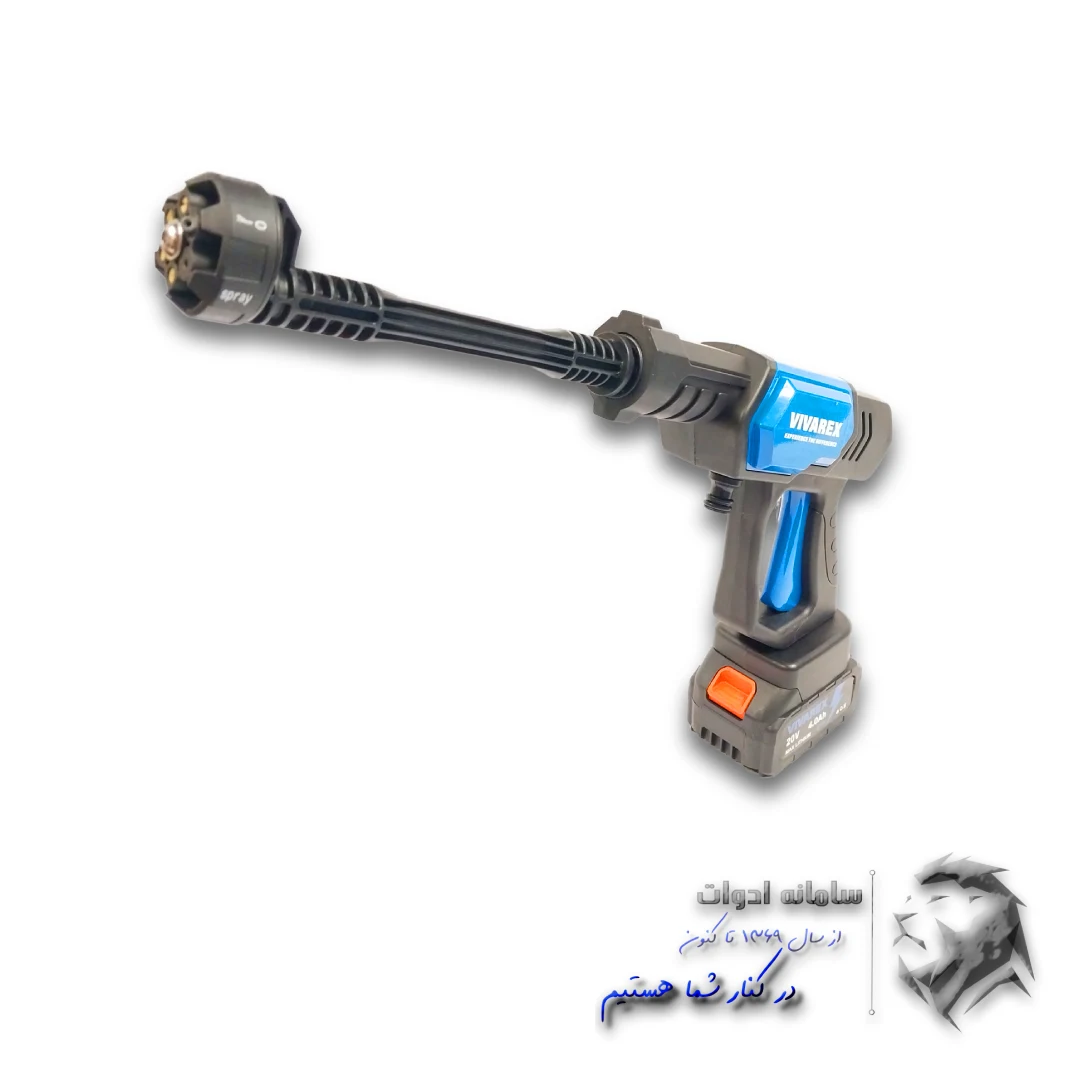 کارواش شارژی 50 بار 2 باتری بزرگ پاشش 6 حالته ویوارکس 7 کارواش و سمپاش شارژی 50 بار ویوارکس از سمت راست