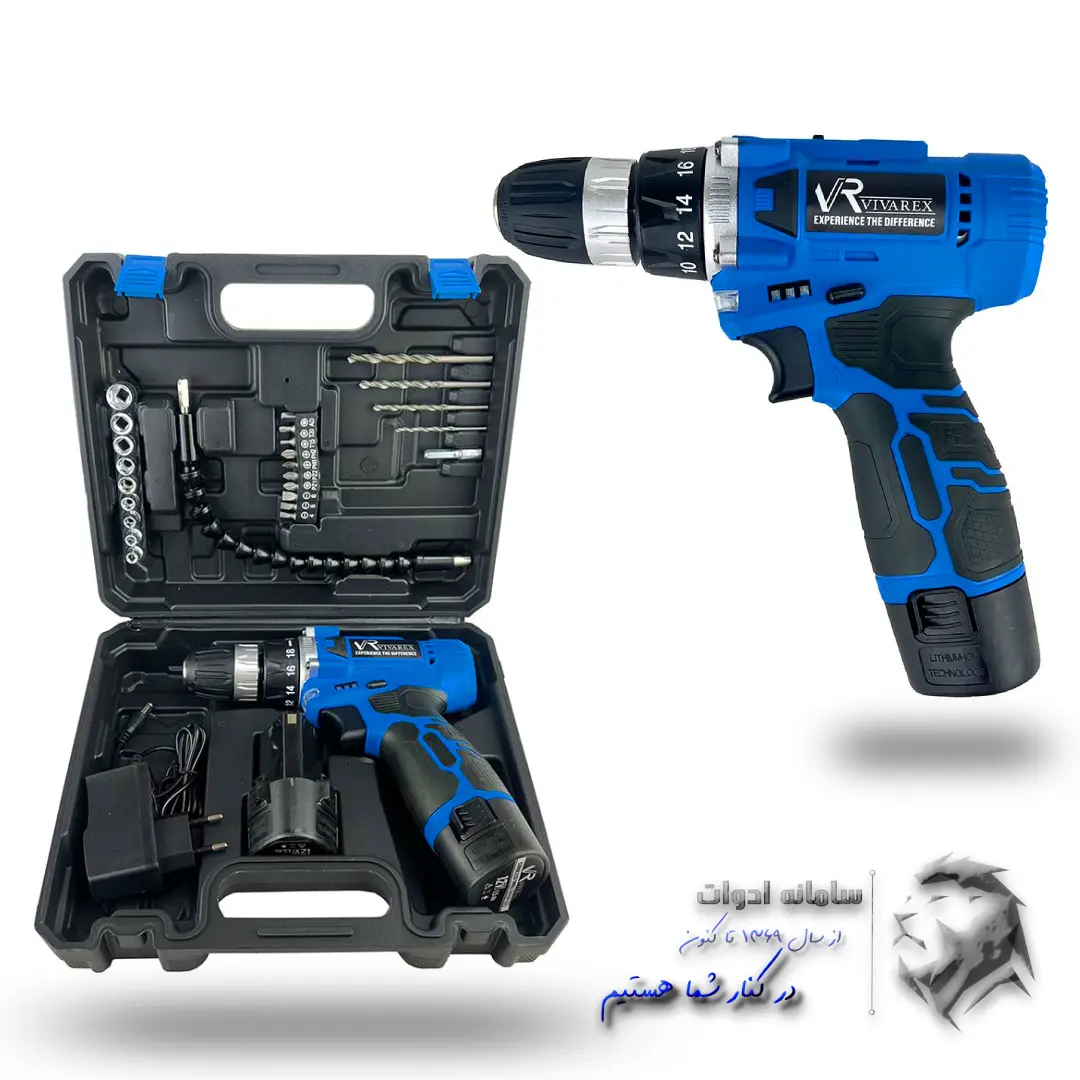 دریل پیچ گوشتی شارژی دو باطری کیفی ویوارکس مدل 12 ولت +فیلم معرفی 14 دریل شارژی دو باطری 12 ولت ویوارکس تصویر معرفی